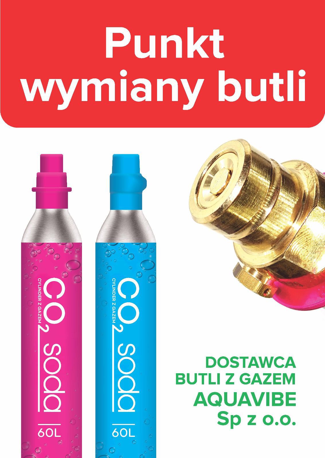 Cylindry z gazem CO2 różowe i niebieskie